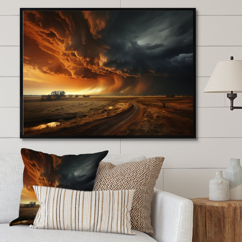 Vibrant Storm Twister III - Landscapes Canvas Wall Art, H 34 po x l 44 po, Cadre flottant noir