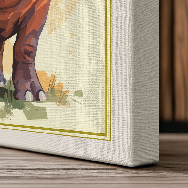 Gentle Hippopotamus Boho - Wrapped Canvas, Cream Border, 30x20 - 76.2 x 50.8 cm