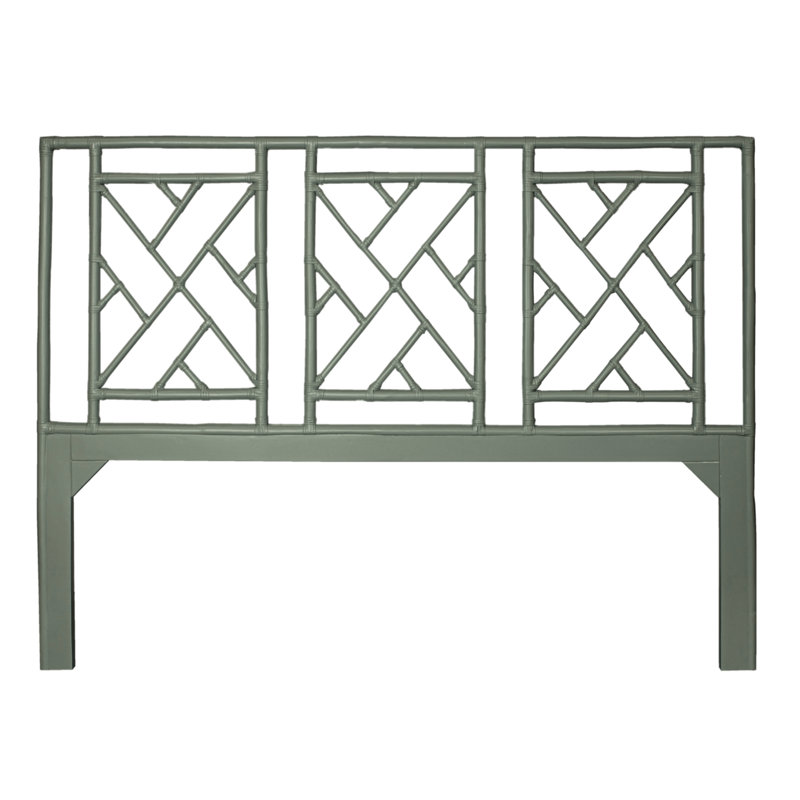 Cowden Geometric Rattan Headboard, King, Evergreen