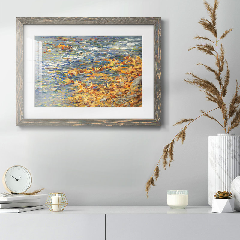 Autumn Creek - Reproduction encadrée rustique avec tableau mat, Gris, H 22 po x l 32 po x P 1,5 po