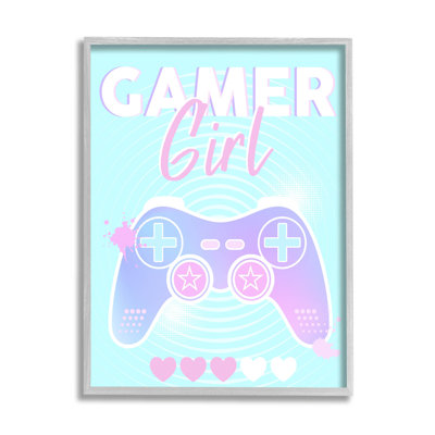 Gamer Girl, pastel contrôleur, estampe numérique par Angela Nickeas