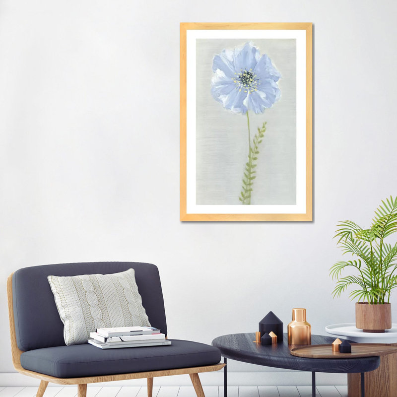 «Jardin Bleu II» par Sally Swatland - reproduction d'art, Blanc, H 32 po x l 24 po x P 1 po, Toile avec cadre en bois beige