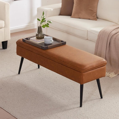 Grand banc de rangement avec repose-pieds de 43,3 po avec repose-pieds