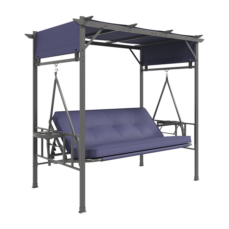 3 Person Porch Swing with Canopy, Dark Blue