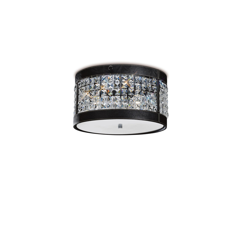 Faux Leather Flush Mount, Black