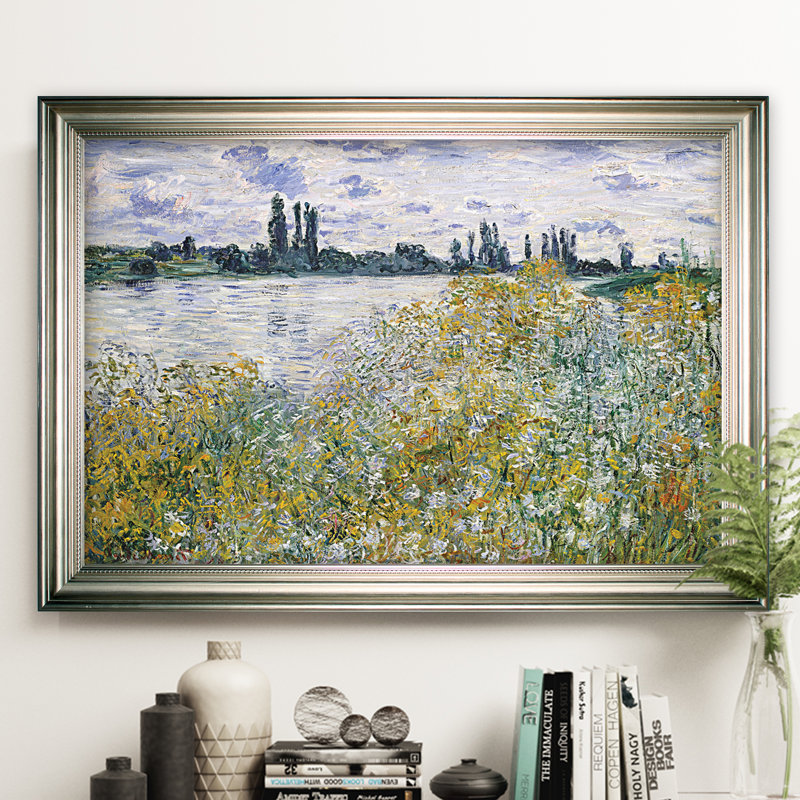 « le fleurs near theuil », impression, H 30 po x l 42 po x P 2 po, Cadre argenté, Pas de tapis