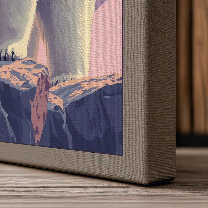 Polar Bear at Dawn Japandi - Wrapped Canvas, 18x12 - 45.7 x 30.5 cm, Taupe Border
