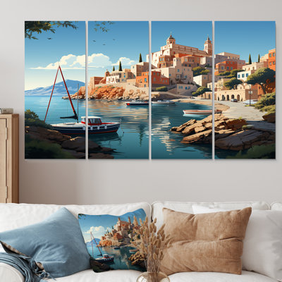 «Capri Italy Landscape Coastal Dream V - Landscape Italy», art mural 4 pièces