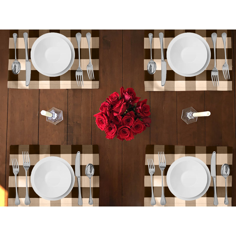 Dilauro Checkered Christmas Dining Linen Set, Brown/Beige