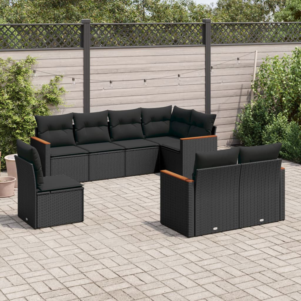 Vidaxl 8-Tlg. Garten-Sofagarnitur Mit Kissen Schwarz Poly Rattan 13