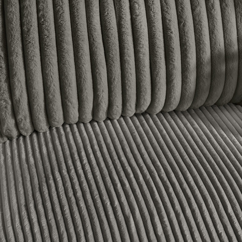 Doniphan Oversized Wale Corduroy Swivel Accent Chair With Furry Channel Pillow, Gray Corduroy