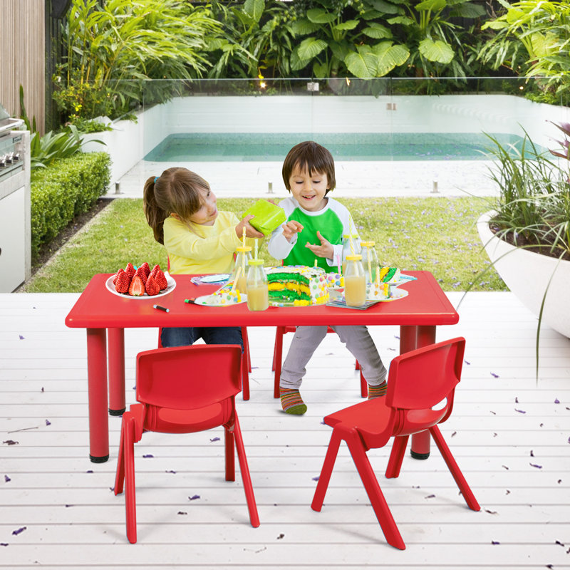Millner Zoomie Kids Kids Multifunctional Activity Rectangle Table Kids Learn And Play Desk Red, Red