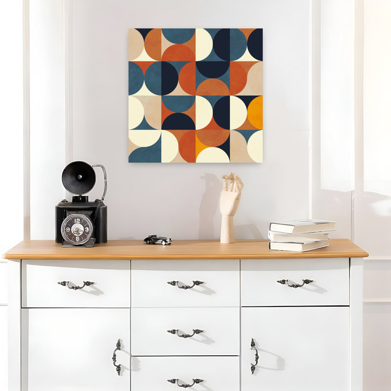 Art contemporain abstrait géométrique coloré, H 18 po x l 18 po