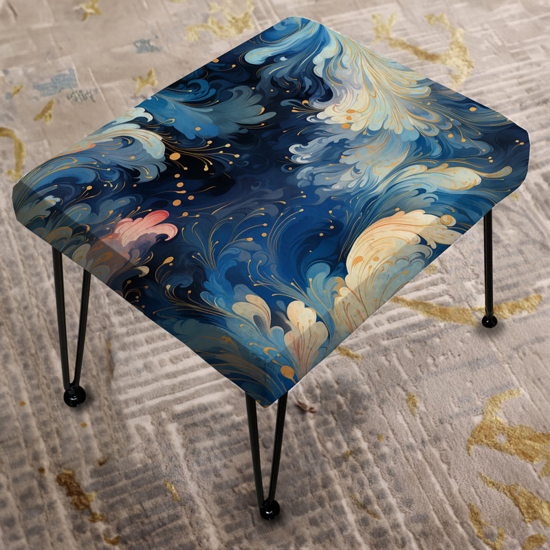 Ikat céleste blanc et bleu - repose-pieds rectangulaire abstrait