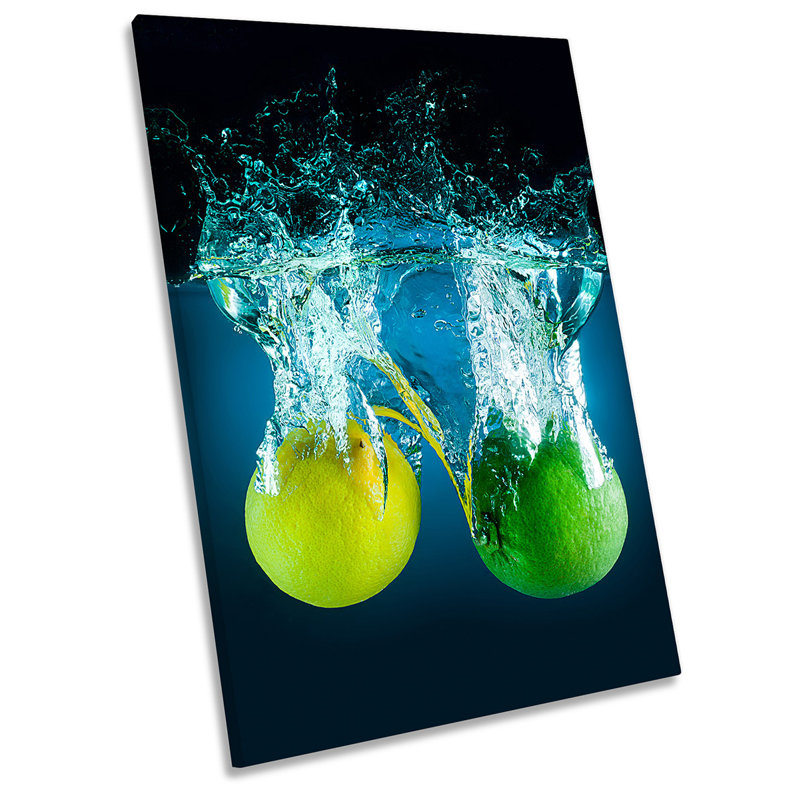Lemon And Lime Kitchen Picture Black - Wrapped Canvas Art Prints, 45.7cm H x 30.5cm W x 2cm D
