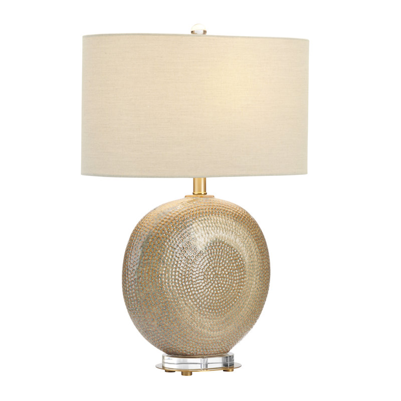 25.25" Crystal Table Lamp With Beige Shade