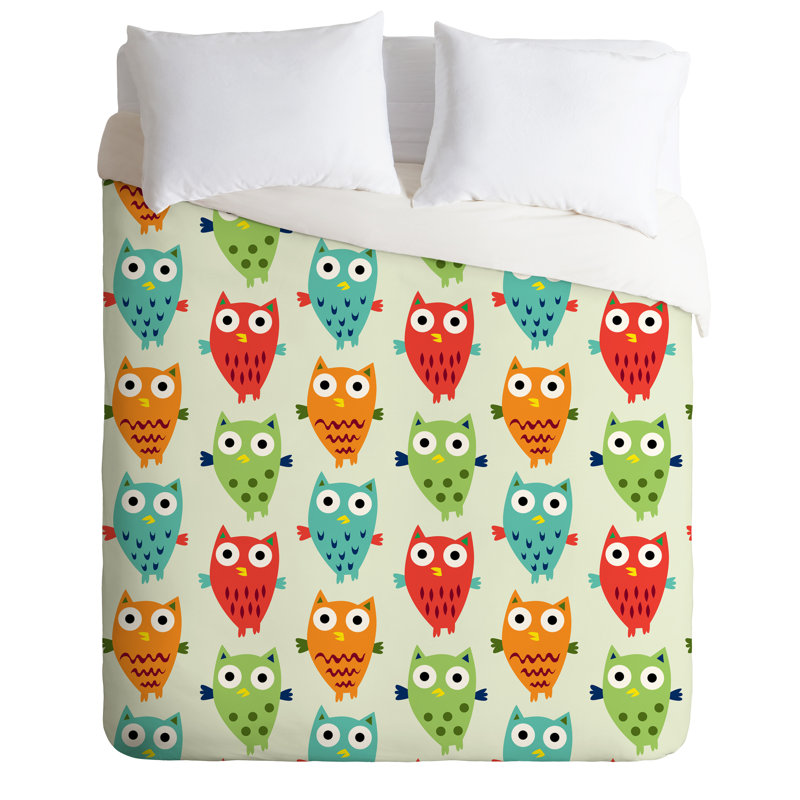Ensemble de housse de couette Owl Fun, Housse de couette simple / simple TG et 1 taie dé