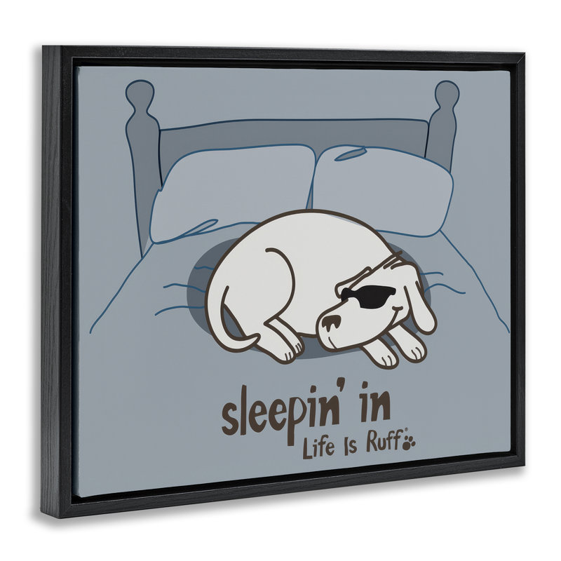  Sleeping In Dog Framed Floater Canvas Wall Art by LIR, Jet Black Floater Frame, 17" H x 21" W