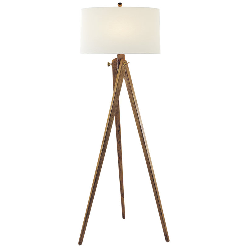 Chapman & Myers Tripod Floor Lamp, French Waxed Wood, Fabric