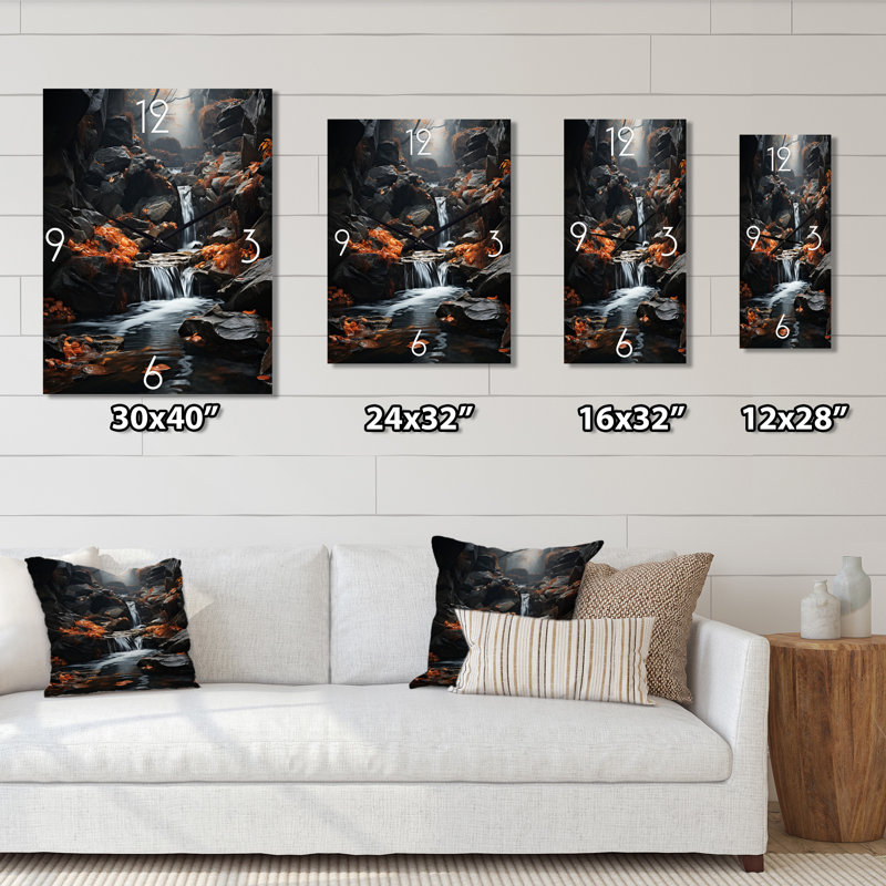 Waterfall Harmony In Motion - Landscapes Wall Clock Oversized, Large