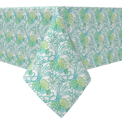 Square Floral Cotton Twill Tablecloth