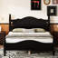 Structure de lit plateforme double en bois pleine grandeur avec lattes robustes en noir et lattes en bois massif