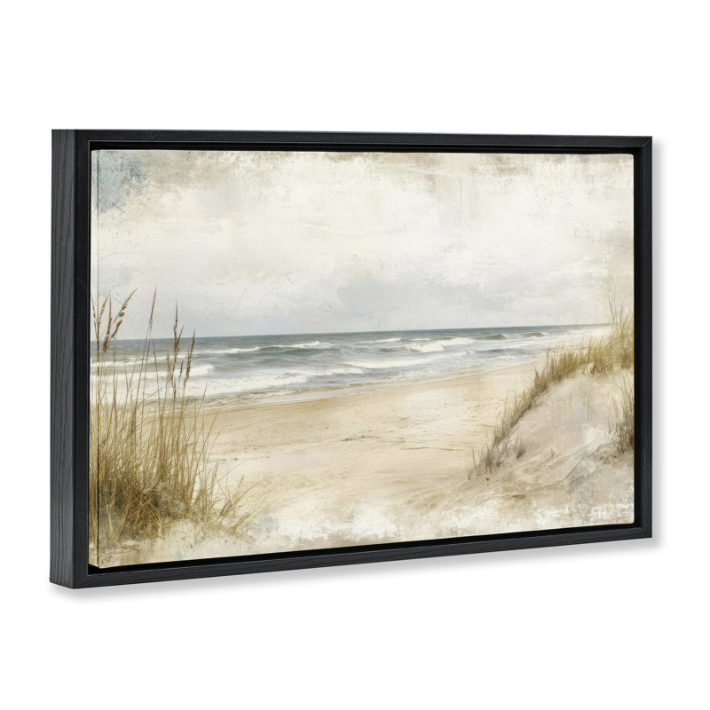 Sandy Dunes View Floating Frame, design by LSR Creative Studio, Jet Black Floater Frame, 17" H x 25" W