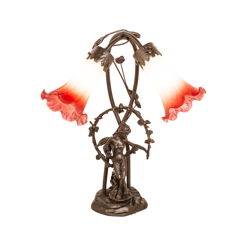 Lampe de table 17 po Trellis Girl, Rose et blanc