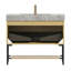 Armoire de rangement autoportante en contreplaqué rayé avec tiroir et tablette de salle de bain-23704974-23704973