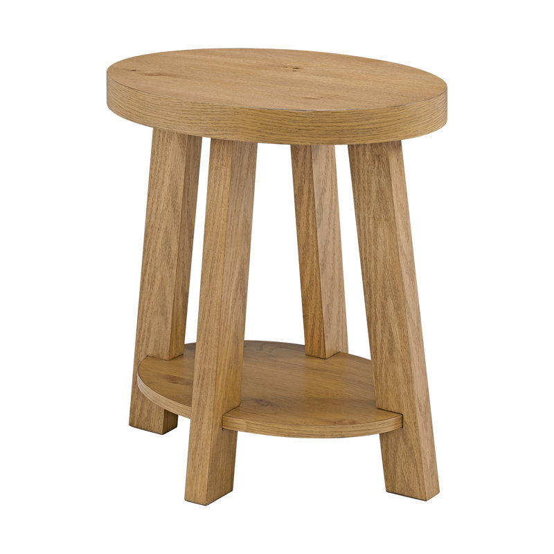 Wiese Wood Oval End Table With Shelf, Prairie Oak Natural