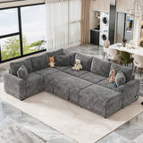 Sectional Sofa, Pull-Out Sofa Bed, Sleeper With A Storage Ottoman, Modern Sofa With Three Pillows