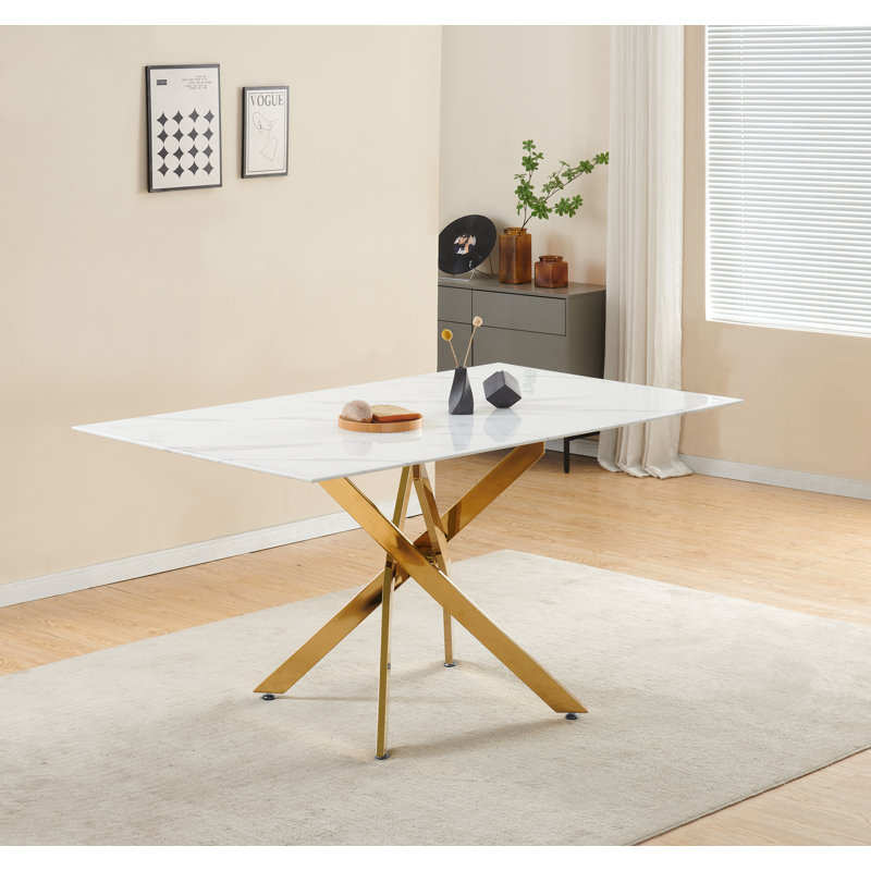 Glass Top Metal Base Dining Table