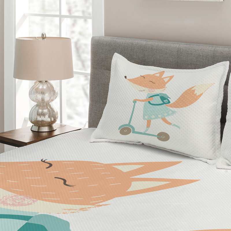Fox Coverlet, King Bedspread + 2 Shams