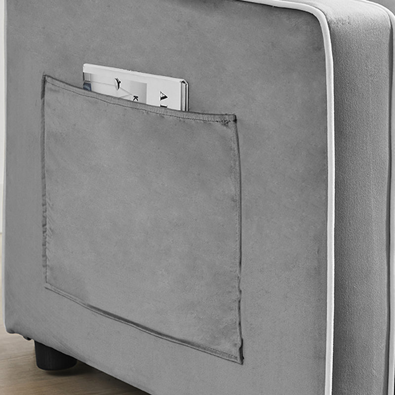 Harrsion Single 35.43'' Velvet Futon Chair, Gray Velvet