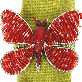 Butterfly Napkin Ring, Red/Orange