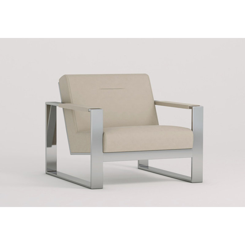 Fauteuil large de 34 po Lucana, Similicuir gris pâle