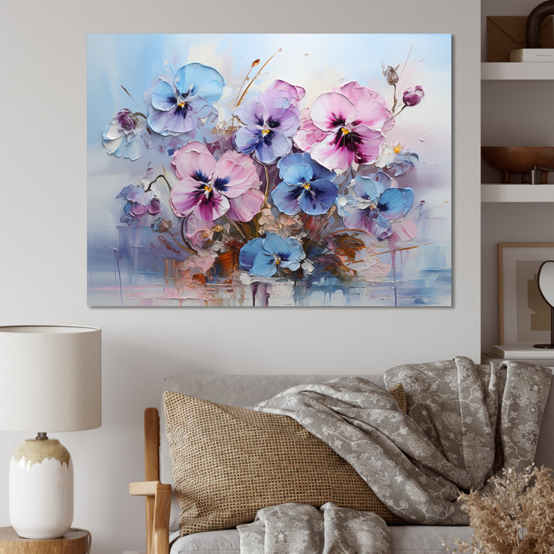 Pensées mauves - Efflorescence I - Imprimé, Toile tendue, H 16 po x l 32 po x P 1 po