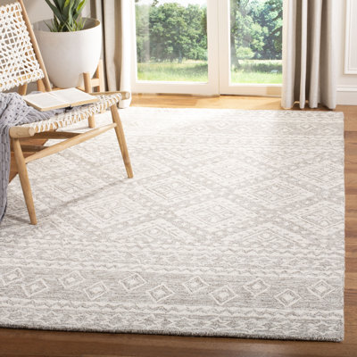 Tapis géométrique en laine et en coton touffeté à la main Abou