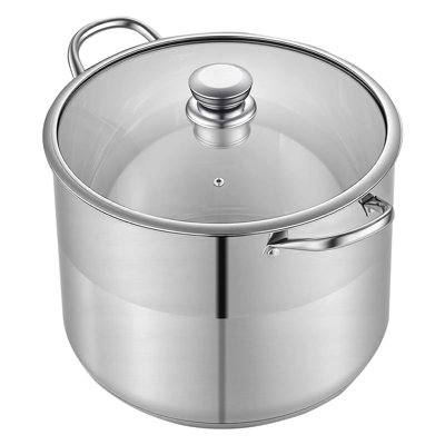 Stainless Steel Stock Pot, Stainless Steel Stockpot With Glass Lid, Pfoa-free, Pfas-free, Compatible With Gas Stoves, Induction Cooktops, Electric Stoves, For Soups, Stews, And Pasta