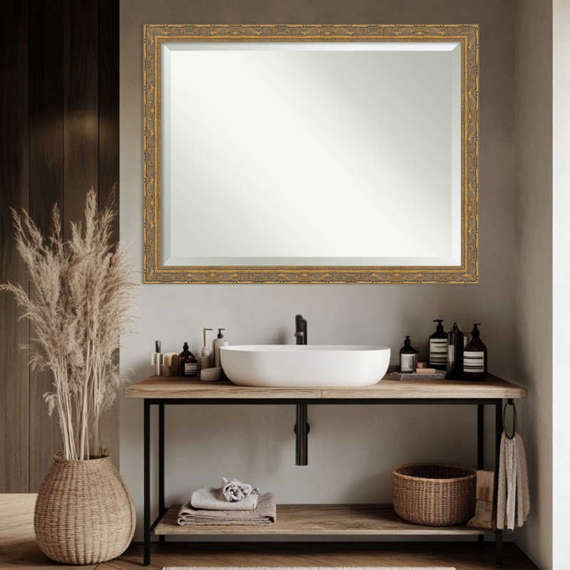 Miroir mural de salle de bain Filigree, 34,5 po x 44,5 po, Doré