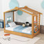 Lit simple avec lit gigogne, rideaux de tente et tablettes latérales-658718494