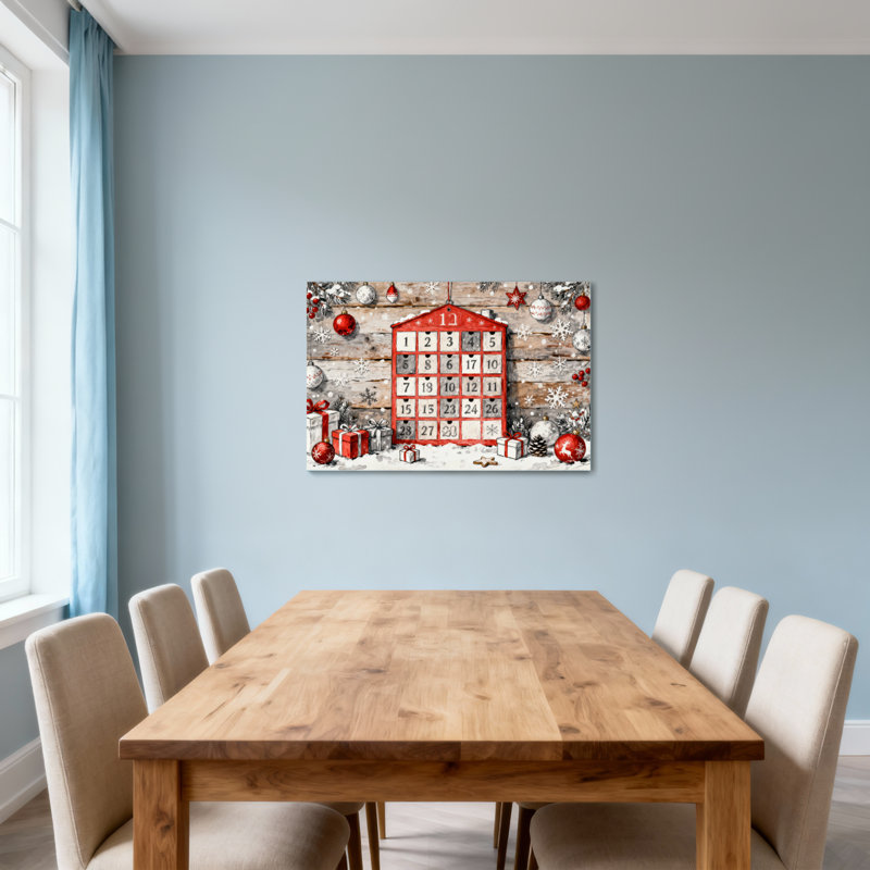 Calendrier de Noël en bois avec ornements