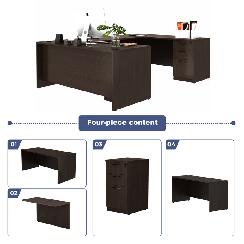 U-Shaped Executive Desk, Brown