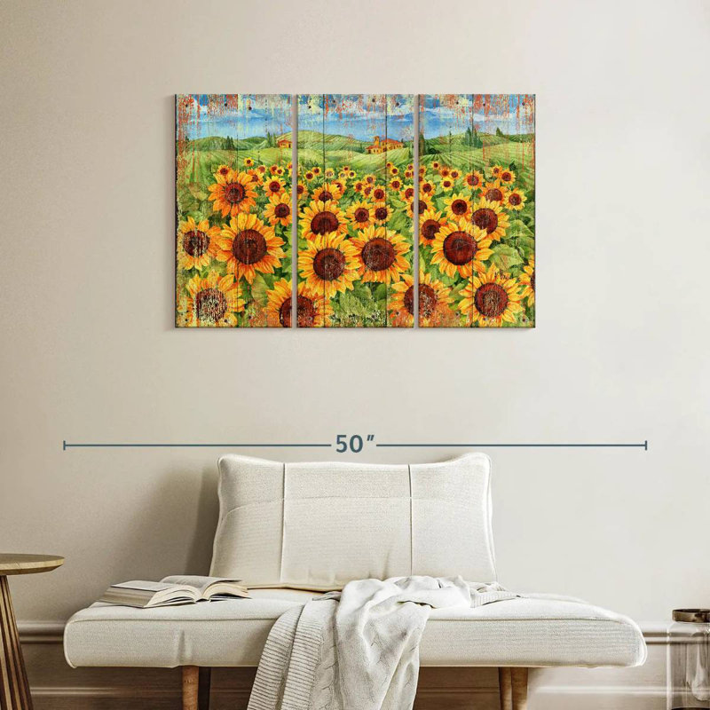Alvord Sunflower Field Distressed, 24" H x 38" W