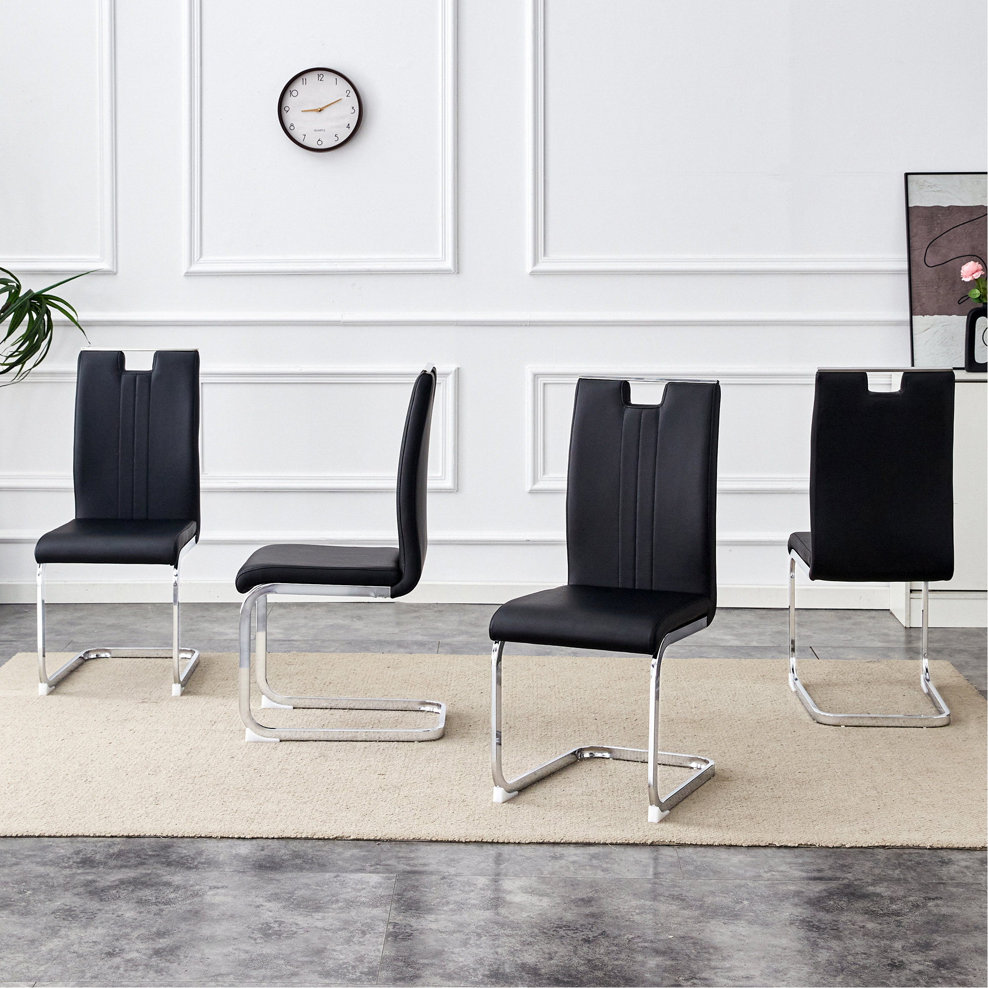 Orren Ellis Set Of 4 PU Material Bow-Shaped Chairs - Adding Fashion To ...