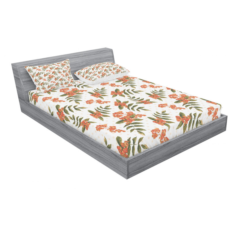 Microfiber Floral Sheet Set, Full Sheet Set with Fitted Sheet