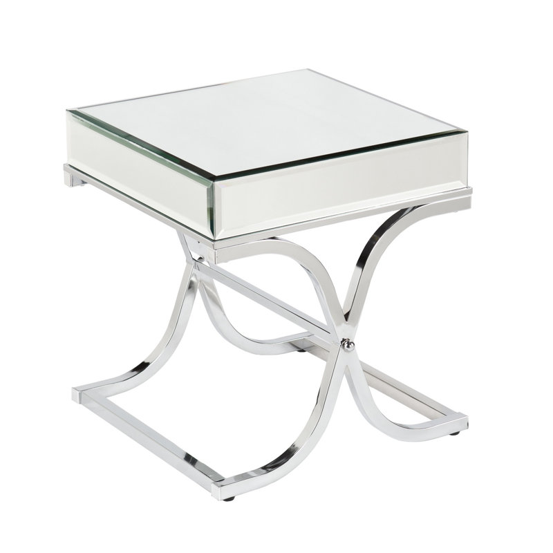 Table de bout carrée en verre argenté 22 po Annisquam