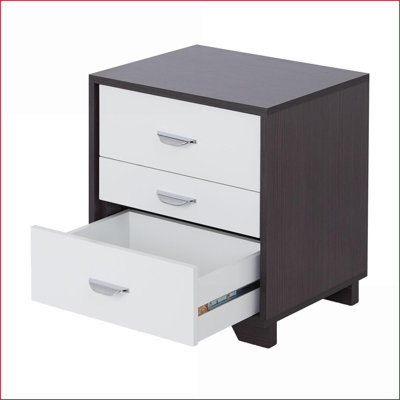3 tiroirs blanc Table basse rectangulaire noire - Pièce décorative peu encombrante pour le salon / la chambre à coucher