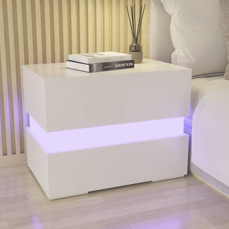 Table de chevet 2 tiroirs Bondi, Blanc