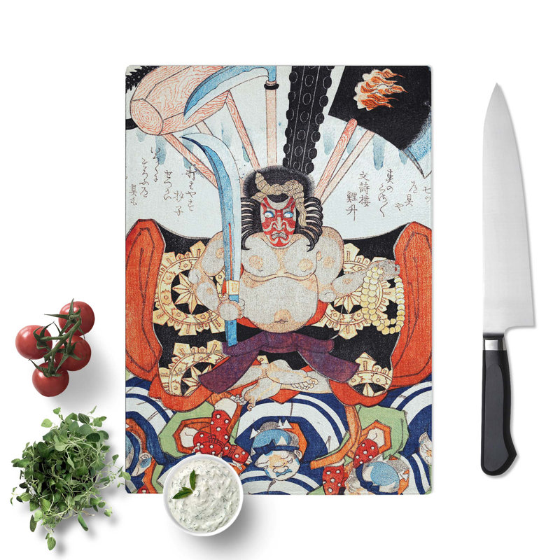Tempered Glass Danjuro VII by Utagawa Kunisada Chopping Board, 39cm W x 28.5cm L